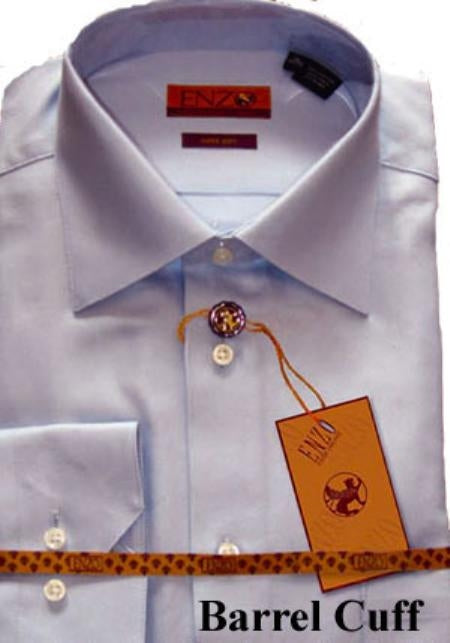 NTDB32M Best Cheap Priced Designer Sale Online Discount Dress Lay Down Shirt Blue Twill Regular Cuff 61102-2-B Men's Dress Shirt