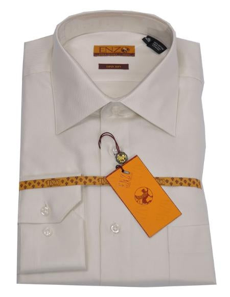 NTDB32M Best Cheap Priced Designer Sale Online Discount Dress Lay Down Shirt Cream Twill Regular Cuff 61102-3-B Men's Dress Shirt