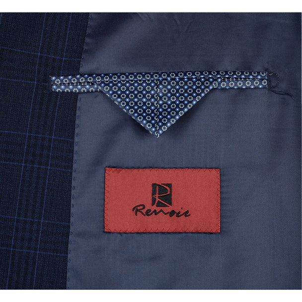 Renoir Clothing - Renoir Suit - Renoir Fashion - Stretch Performance 2-button Classic Fit Navy Check Renoir Suit blue