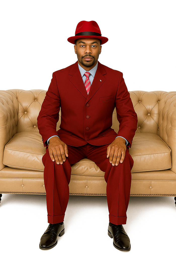 Zoot Suit - Mens 2PC Classic Long Fashion Burgundy Zoot Suit