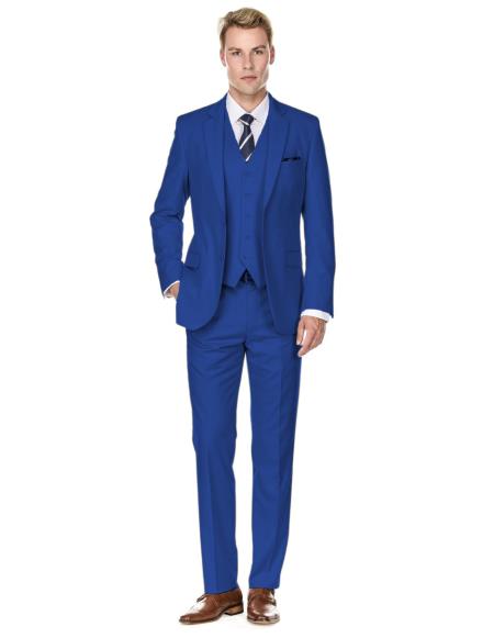 Retro Paris Suits - Retro Paris - Retro Mens Royal Blue - Style "Same As Whats On The That Page" suit - 38 Short Jacket+32 Waist Adjustable 28to34)(Height: 5 4 to5 7 )(Neck  15-16.5)S-M)