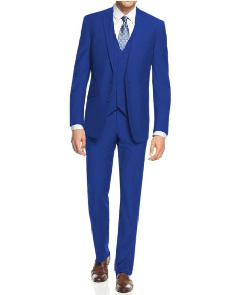 Retro Paris Suits - Retro Paris - Retro Mens Royal Blue Suits suit - 38 Short Jacket+32 Waist Adjustable 28to34)(Height: 5 4 to5 7 )(Neck  15-16.5)S-M)