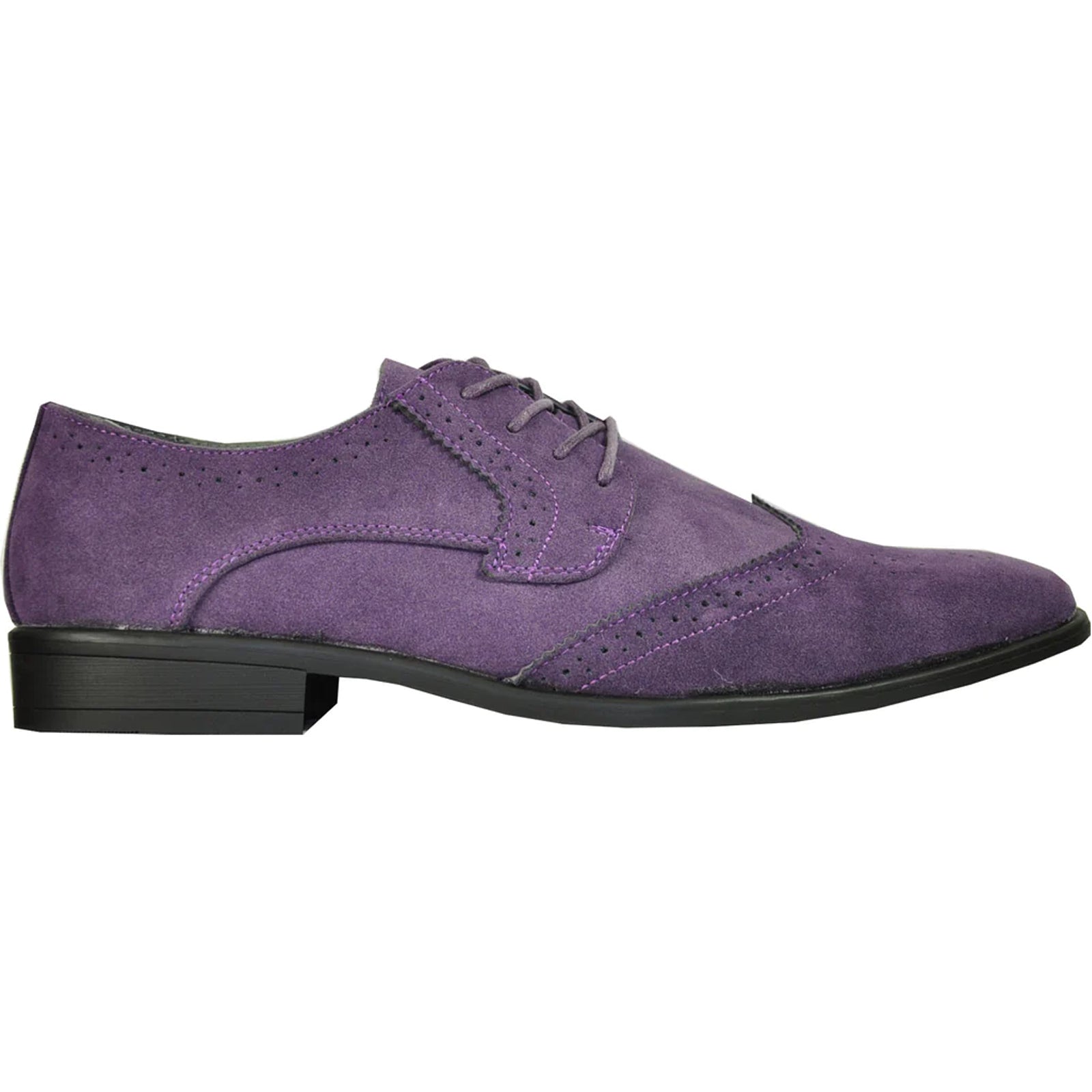 "Vegan Suede Men's Wingtip Dress Shoe - Purple for Wedding & Prom"