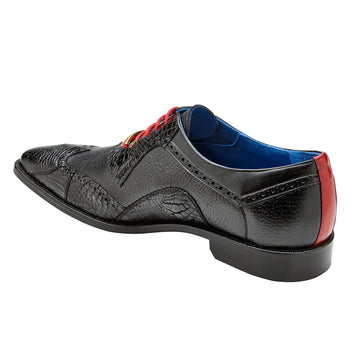 Men's Belvedere Roberto Calf & Alligator Wingtip Dress Shoe in Black - 9-M