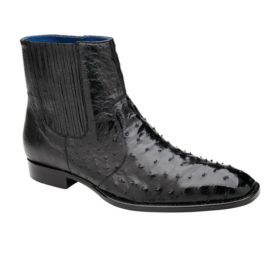 Men's Belvedere Roger Ostrich Quill Dress Boot in Black - 9-M