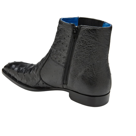 Men's Belvedere Roger Ostrich Quill Dress Boot in Black - 9-M