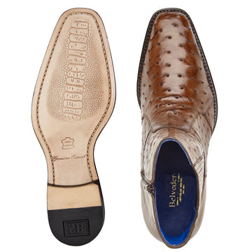 Men's Belvedere Roger Ostrich Quill Dress Boot in Brown - 13-M