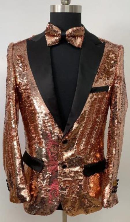 Sequin Tuxedo - Mens Blazer - Rose Gold Dinner Jacket - Sequin Shiny Tuxedo Jacket