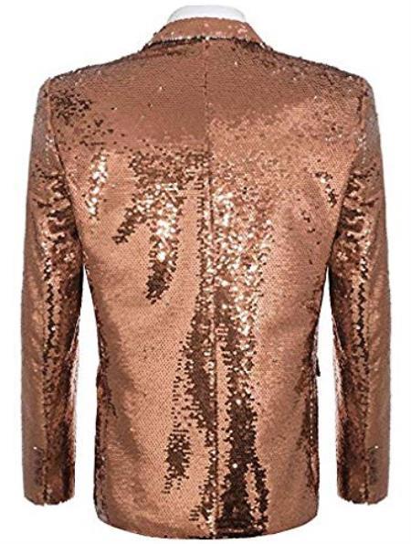 Sequin Tuxedo - Mens Blazer - Rose Gold Dinner Jacket - Peak Lapel Shiny Tuxedo Jacket