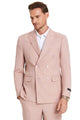 Cheap priced Suit - Men's Slim Fit Double Breasted Summer Pastel Suit Rose Pink Pinstripe