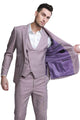 Cheap priced Suit  - Men's One Button Double Breasted Vest Slim Fit Sharkskin Wedding Rose Suit