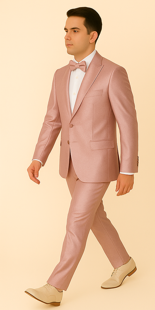 Rossi Man LEO RM1641 â€“ Pink Shimmer Slim Fit 3-Piece Suit for Men