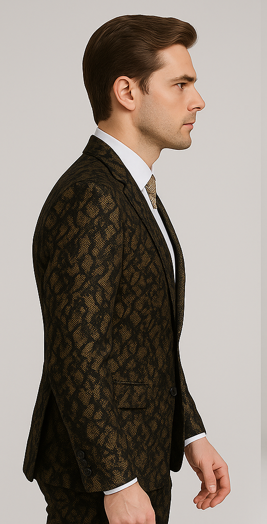 Rossi Man LEO RM1901 â€“ Gold & Black Designer Tuxedo for Men | Slim Fit - XS