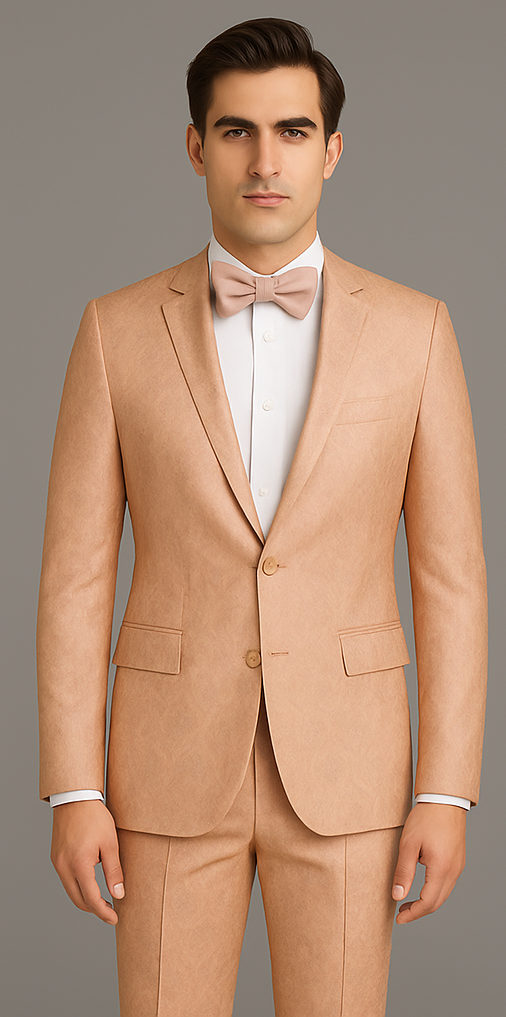 Rossi Man Leo RM1903 â€“ Pink & Gold Designer Tuxedo for Men | Stylish Formal Wear - XS