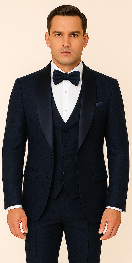 Rossi Man RM1252 â€“ Men's 3-Piece Smoking Style Tuxedo for Elegant Evenings