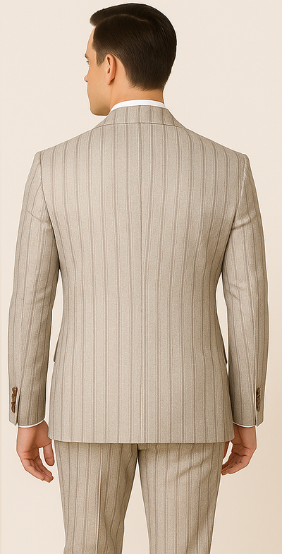 Milano Brown Pinstripe Double-Breasted Jacket and Flat Front Pants