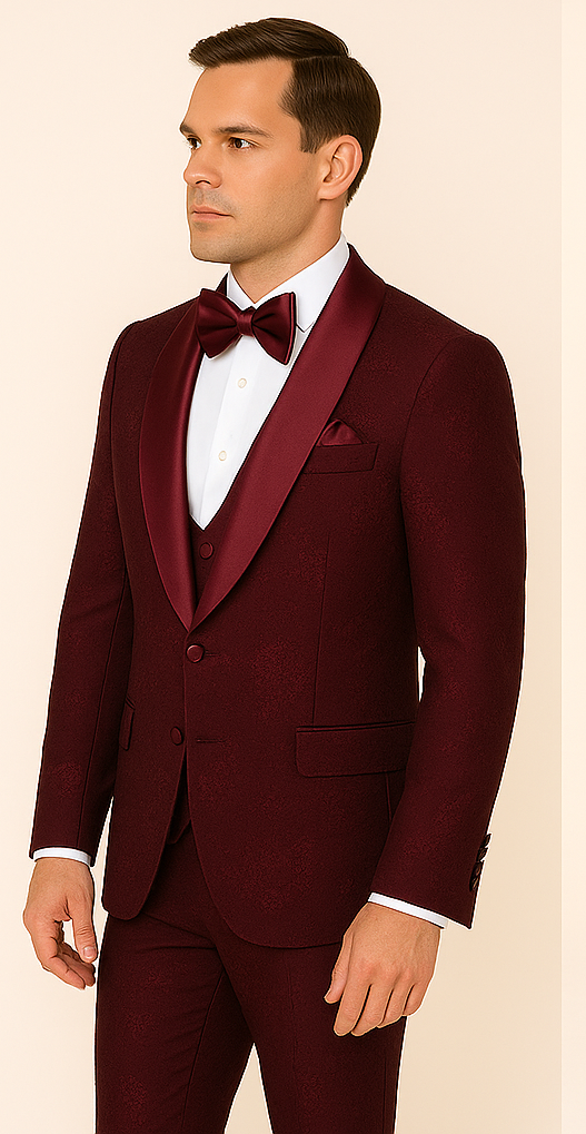 Rossi Man RM1253 – Formal 3-Piece Smoking Style Tuxedo for Men - XS