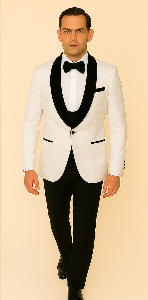 Rossi Man RM1449 – Formal 3-Piece Smoking Style Tuxedo for Men - XS