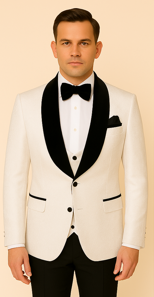 Rossi Man RM1449 – Formal 3-Piece Smoking Style Tuxedo for Men - XS