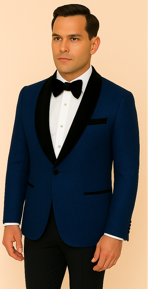Rossi Man RM1483 – Slim Fit Smoking Style 3-Piece Tuxedo for Men - XS