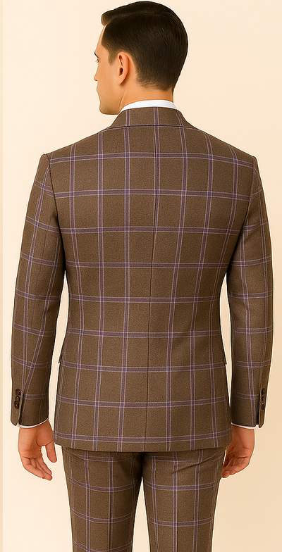 Rossi Man Milano Collection Purple Windowpane Double-Breasted Suit RM1846