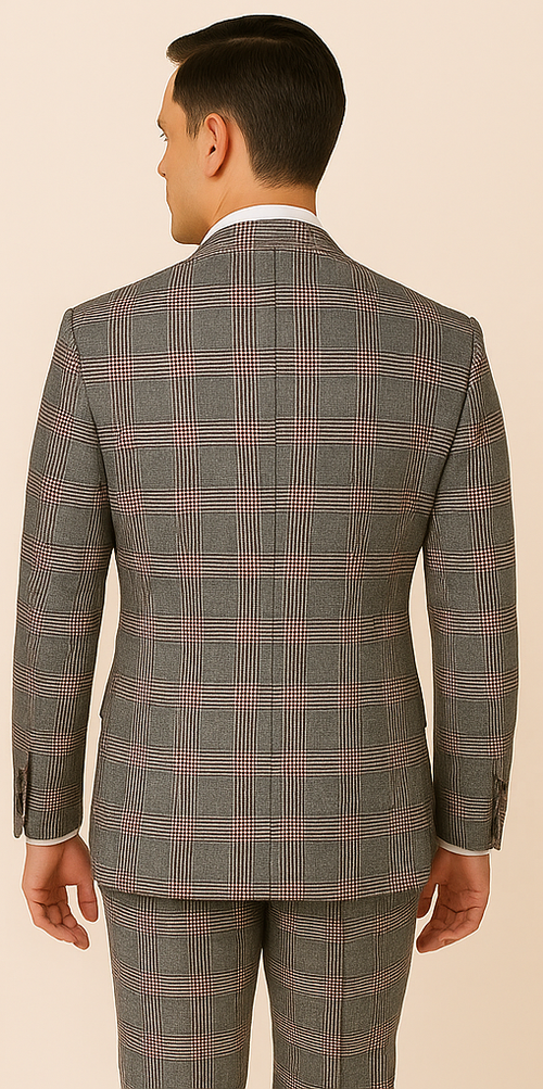 Mens Grey Glen Plaid Wool Suit Jacket & Pants Super 150s Classic Tailored Fit