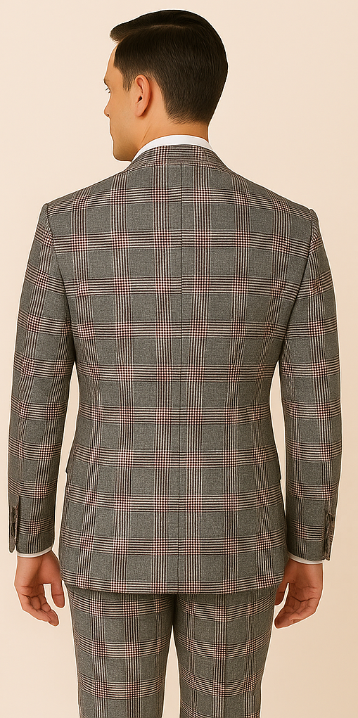 Mens Grey Glen Plaid Wool Suit Jacket & Pants Super 150s Classic Tailored Fit