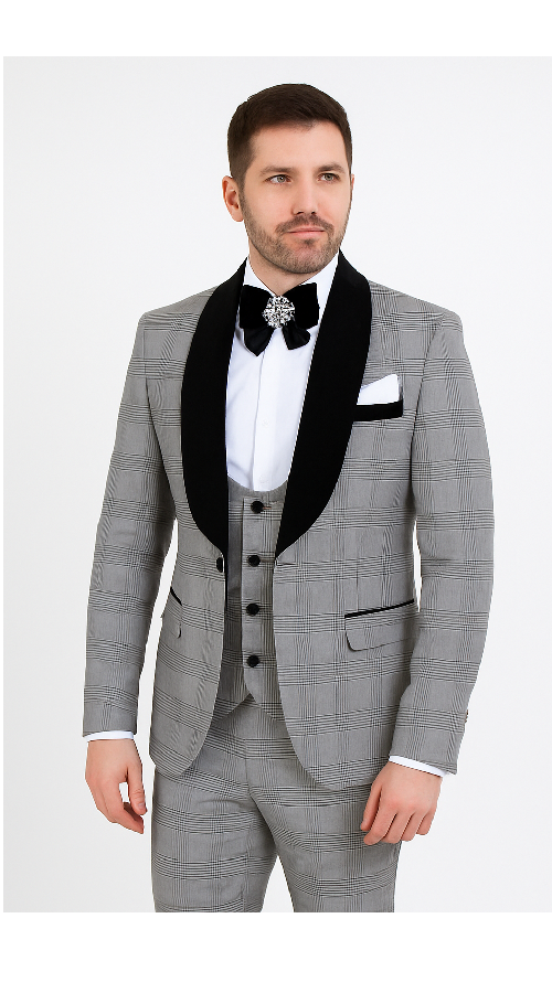 Rossi Man RM1295 â€“ Classic 3-Piece Smoking Tuxedo for Men - XS