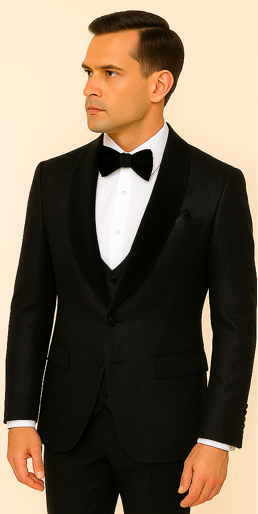 Rossi Man RM1446 – Classic 3-Piece Smoking Style Tuxedo Suit for Men - XS
