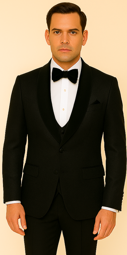 Rossi Man RM1446 – Classic 3-Piece Smoking Style Tuxedo Suit for Men - XS