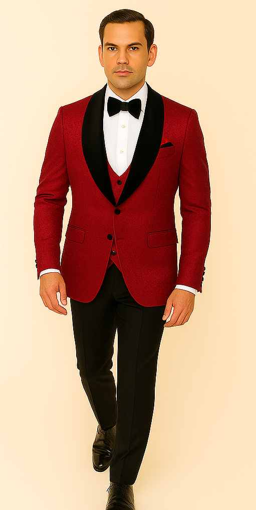 Rossi Man RM1448 â€“ Elegant Smoking Style 3-Piece Tuxedo Set for Men - XS