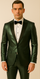 Rossiman Men’s Green Sateen Suit – Glossy Finish with Modern Flair
