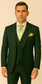 Rossiman Hunter Green Slim Fit Men's Suit – 3-Piece Vested Set with Flat Front Trousers