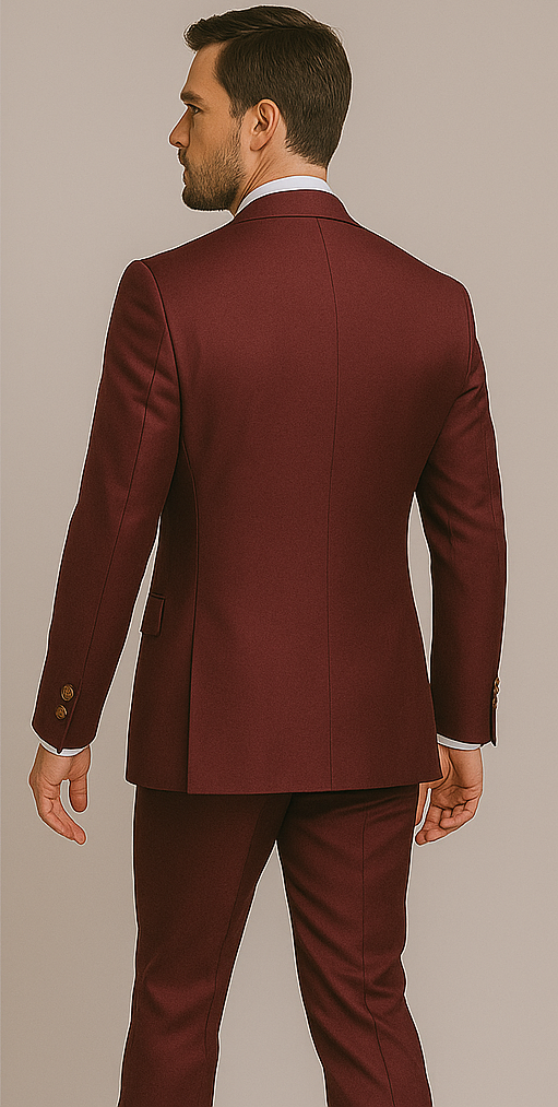 Rossiman Men's Burgundy Slim Fit Formal Suit – Modern Double-Breasted Jacket - 36 Regular Jacket+30 Waist Adjustable 26to32)Height: 5'7"-6')(Neck: 14.5-16:S)