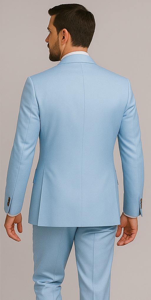 Rossiman Men’s Light Blue Slim Fit Suit – Elegant Double-Breasted Design - 36 Regular Jacket+30 Waist Adjustable 26to32)Height: 5'7"-6')(Neck: 14.5-16:S)