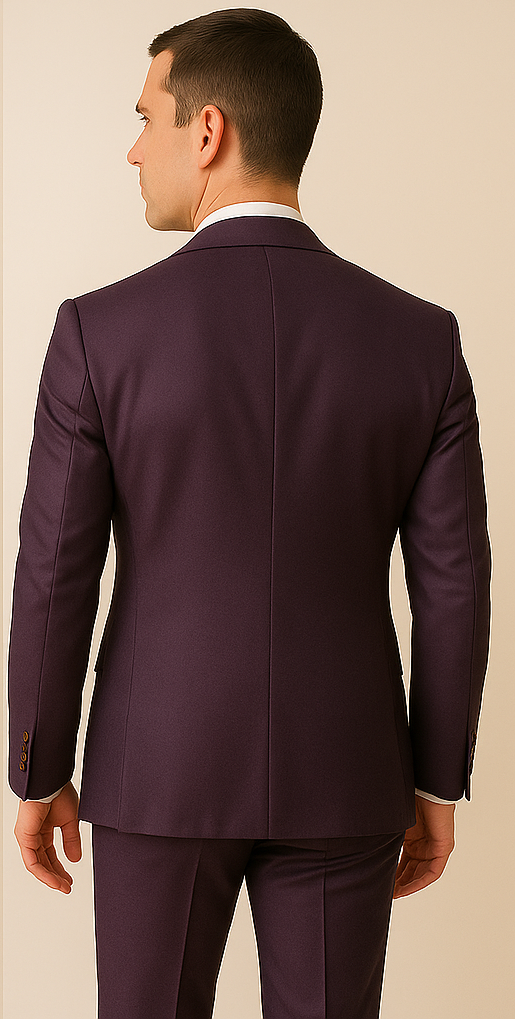 Rossiman Men’s Plum Purple Suit – Gold Buttoned Double-Breasted Elegance - 38 Short Jacket+32 Waist Adjustable 28to34)(Height: 5’4”to5’7”)(Neck 15-16.5)S-M)