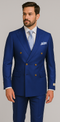Rossiman Men's Slim Fit Royal Blue Suit – Double-Breasted Elegance