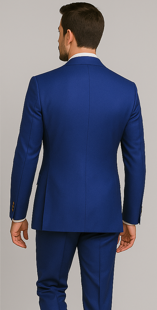 Rossiman Men's Slim Fit Royal Blue Suit – Double-Breasted Elegance - 36 Regular Jacket+30 Waist Adjustable 26to32)Height: 5'7"-6')(Neck: 14.5-16:S)