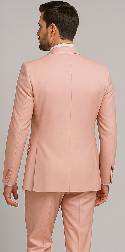 Rossiman Men's Slim Fit Pink Suit – Elegant Double-Breasted Vest & Tailored Flat Front Pants - 36 Regular Jacket+30 Waist Adjustable 26to32)Height: 5'7"-6')(Neck: 14.5-16:S)