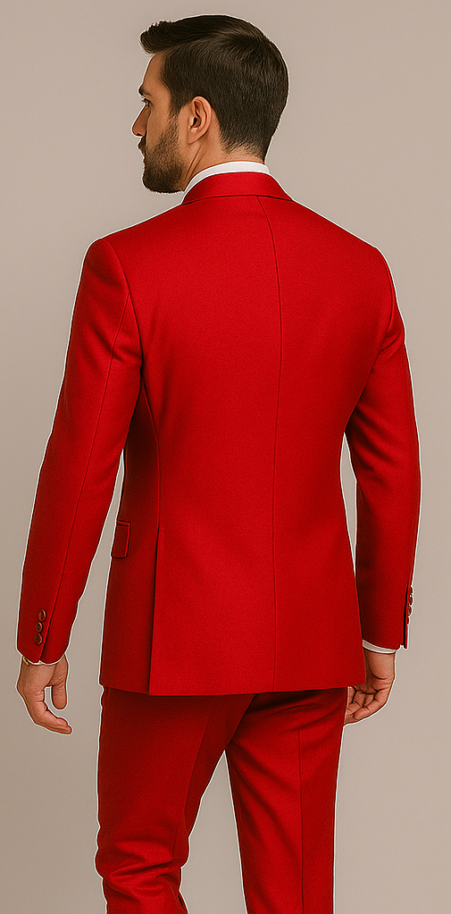 Rossiman Men’s Red Slim Fit Suit – Stylish Double-Breasted Jacket - 36 Regular Jacket+30 Waist Adjustable 26to32)Height: 5'7"-6')(Neck: 14.5-16:S)