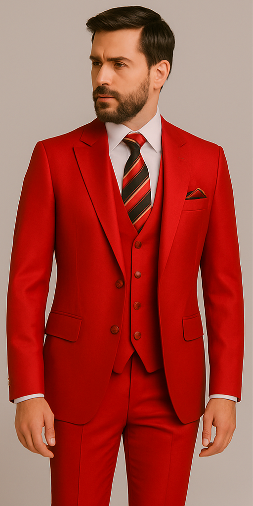 Rossiman Men’s Red Slim Fit Suit – Stylish Double-Breasted Jacket - 36 Regular Jacket+30 Waist Adjustable 26to32)Height: 5'7"-6')(Neck: 14.5-16:S)
