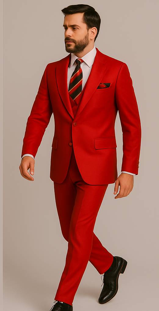 Rossiman Men’s Red Slim Fit Suit – Stylish Double-Breasted Jacket - 36 Regular Jacket+30 Waist Adjustable 26to32)Height: 5'7"-6')(Neck: 14.5-16:S)