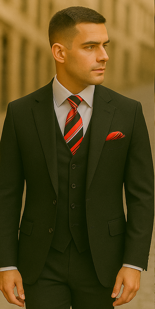 Rossiman Rossi Men's Dress Suit – Premium Tailored Suit for Formal Occasions - 38 Short Jacket+32 Waist Adjustable 28to34)(Height: 5’4”to5’7”)(Neck 15-16.5)S-M)