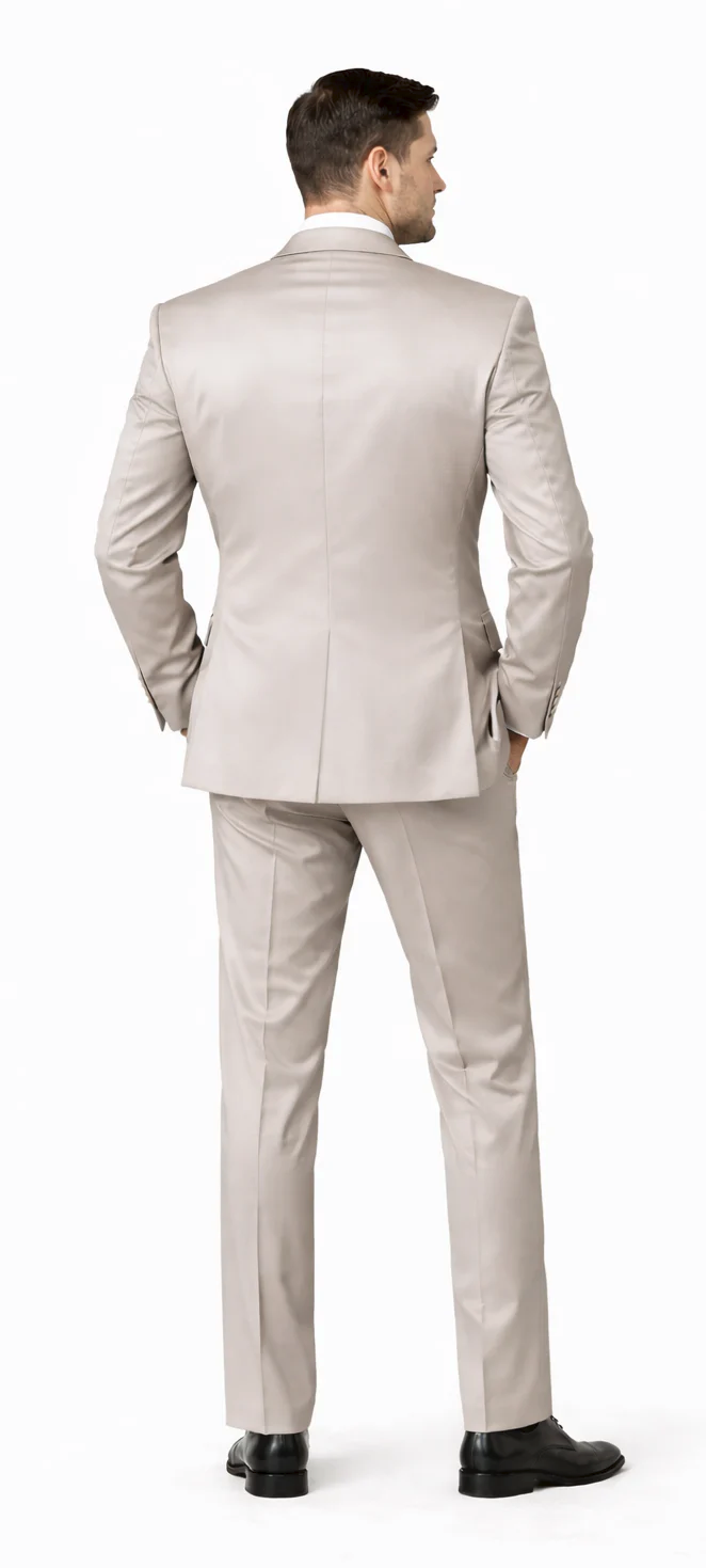Rossiman Men’s Gray Shiny Sateen Suit – Sleek & Modern Formalwear - 38 Short Jacket+32 Waist Adjustable 28to34)(Height: 5’4”to5’7”)(Neck 15-16.5)S-M)