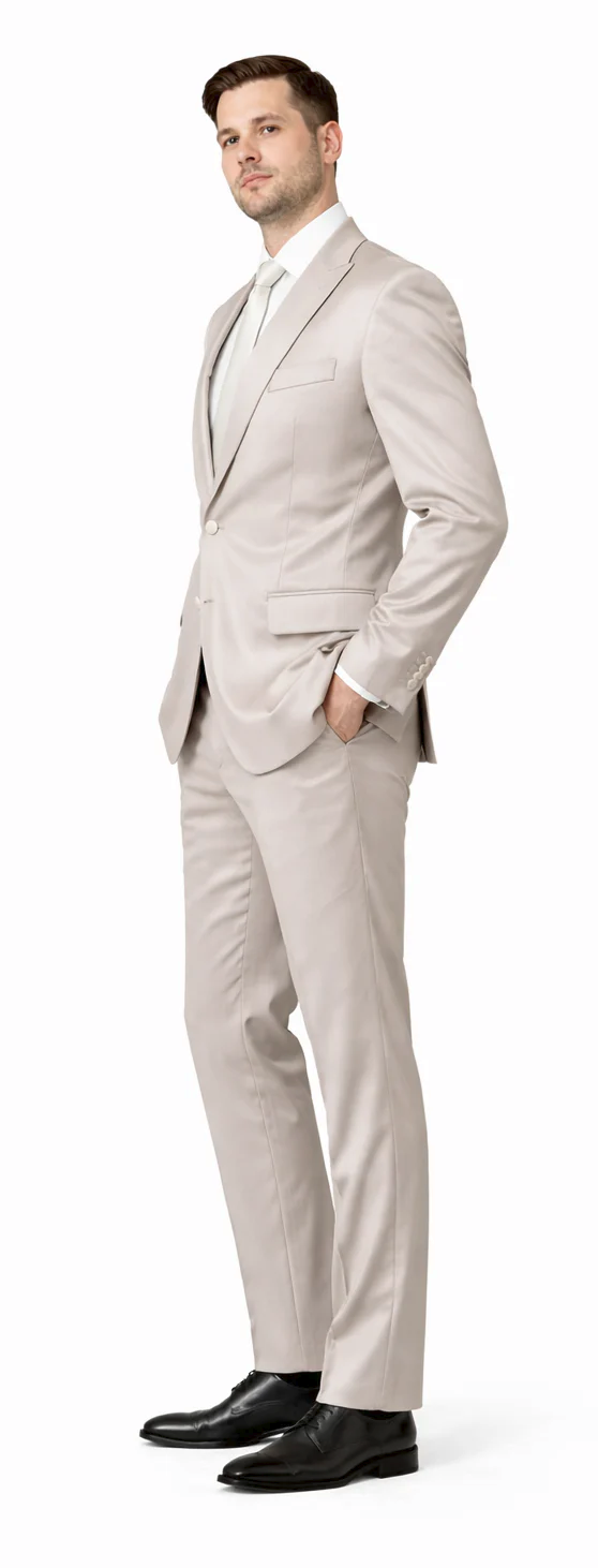 Rossiman Men’s Gray Shiny Sateen Suit – Sleek & Modern Formalwear - 38 Short Jacket+32 Waist Adjustable 28to34)(Height: 5’4”to5’7”)(Neck 15-16.5)S-M)
