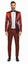 Rossiman Men’s Red Sateen Suit – Glossy Finish Bold Formalwear
