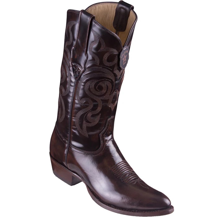 Los Altos Boots - Mens Dress Cowboy Boot - Low Priced Round Toe Cowboy Boots - in Black - 6