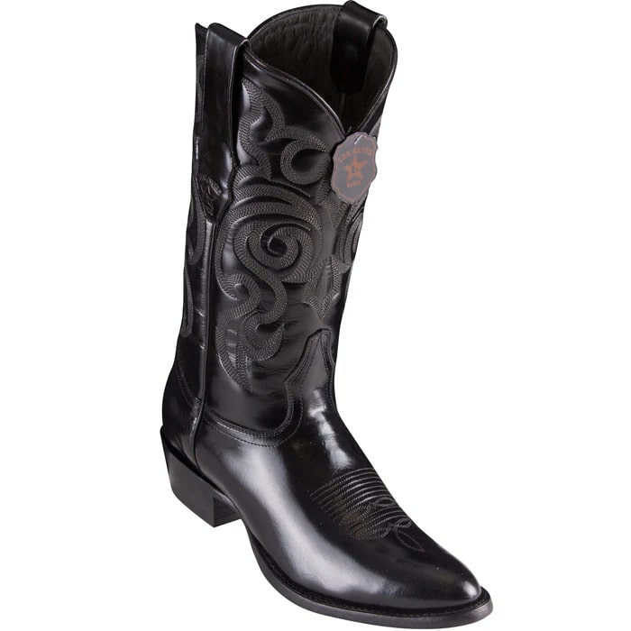 Los Altos Boots - Mens Dress Cowboy Boot - Low Priced Round Toe Cowboy Boots - in Black - 6