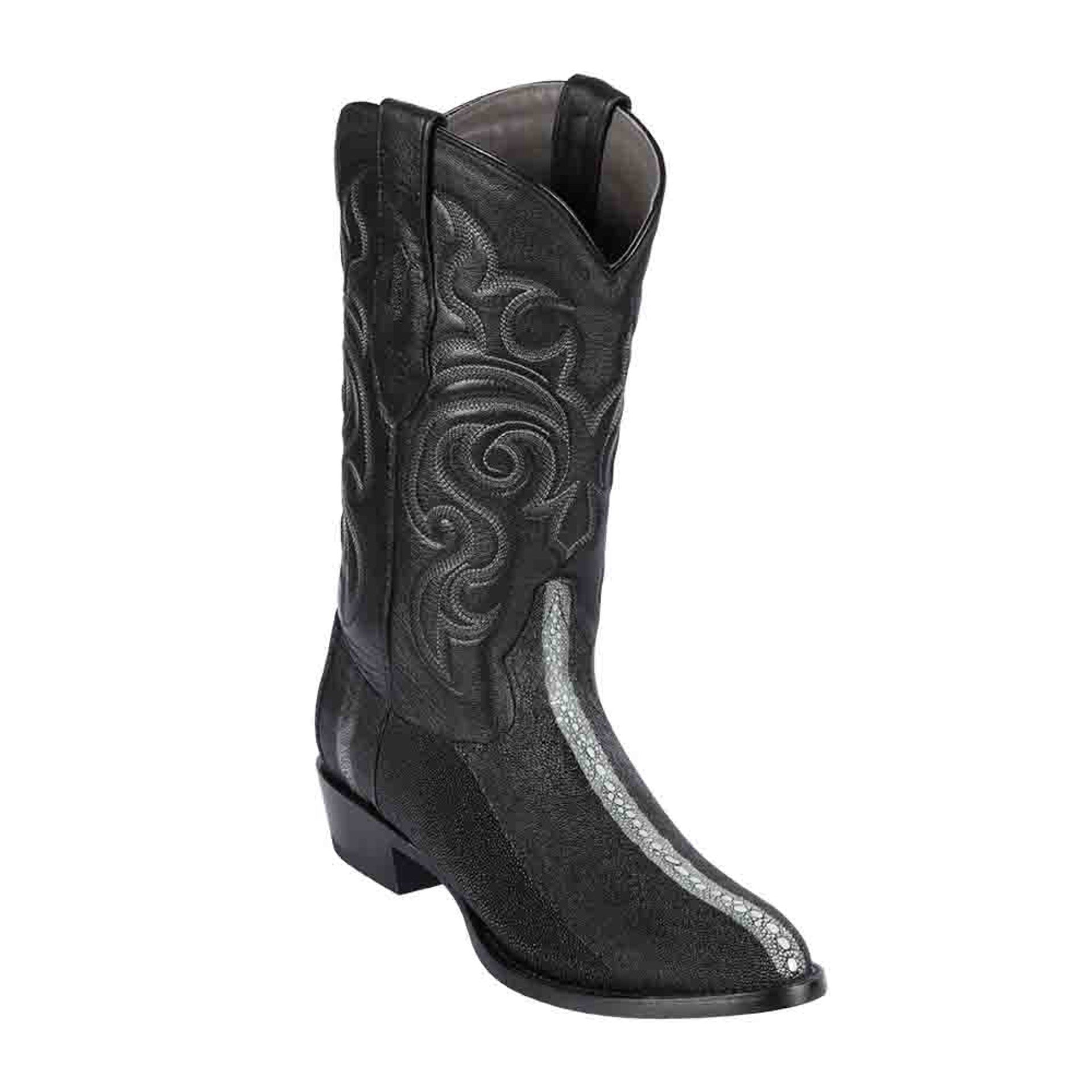 Los Altos Round Toe Men's Black Genuine Rowstone Stingray Boots - 6