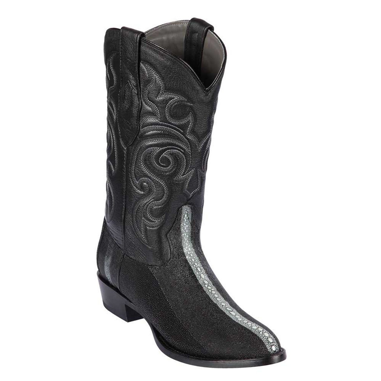 Los Altos Round Toe Men's Black Genuine Rowstone Stingray Boots - 6